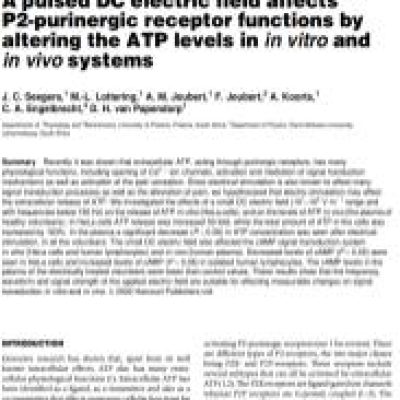 Image for A Pulsed DC Electric Field Affects P2-Purinergic Receptor Functions by Altering the ATP Levels in Vitro and in Vivo Systems