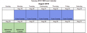 Tuscany Calendar Google Sheets