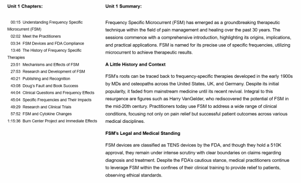 FSM Online Course - chapters and summary