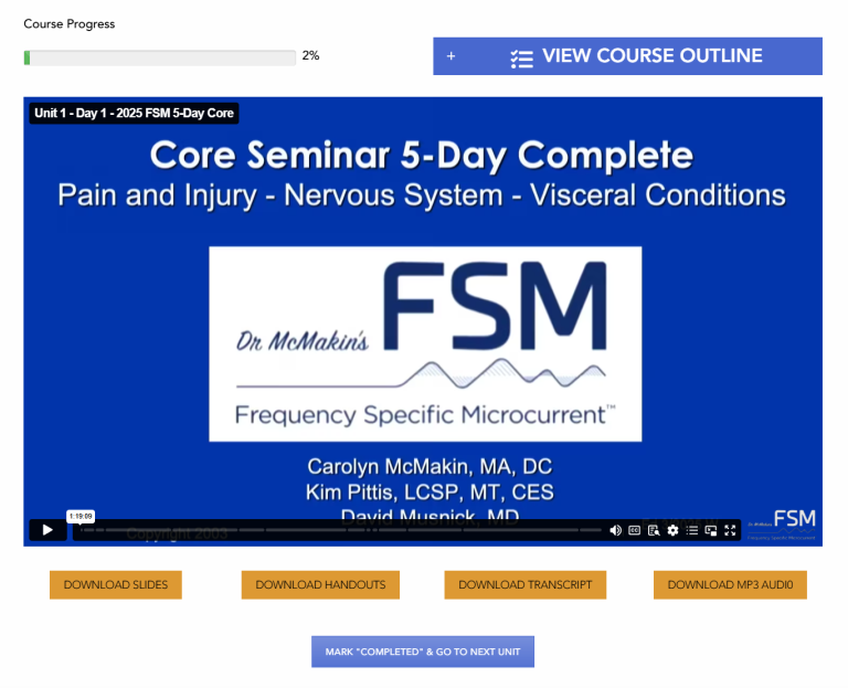 Fsm Core System FSM Core 40-Hour On-Line Course 2025 - Frequency Specific Microcurrent ...